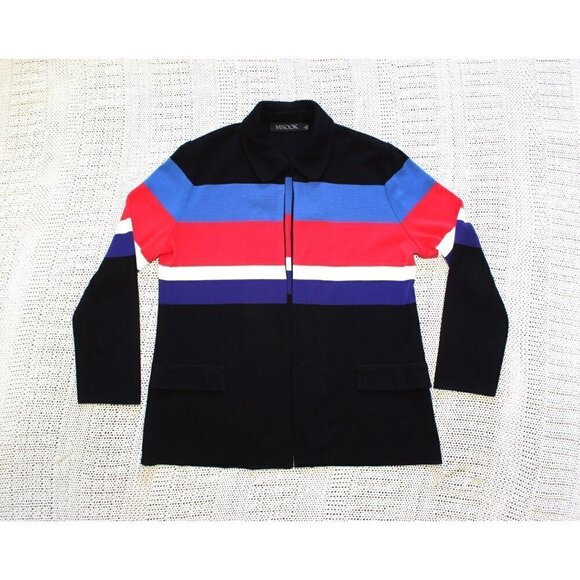 Misook women's Knit Cardigan striped long sleeve open front Size L multicolor - Picture 8 of 10